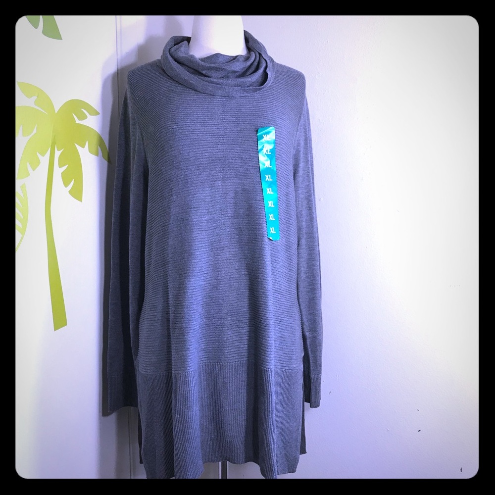 Adrianne Vittadini Gray Tunic Sweater Sz XL